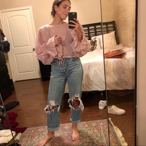 Sheer, bell sleeve top. And Other Stories brand.